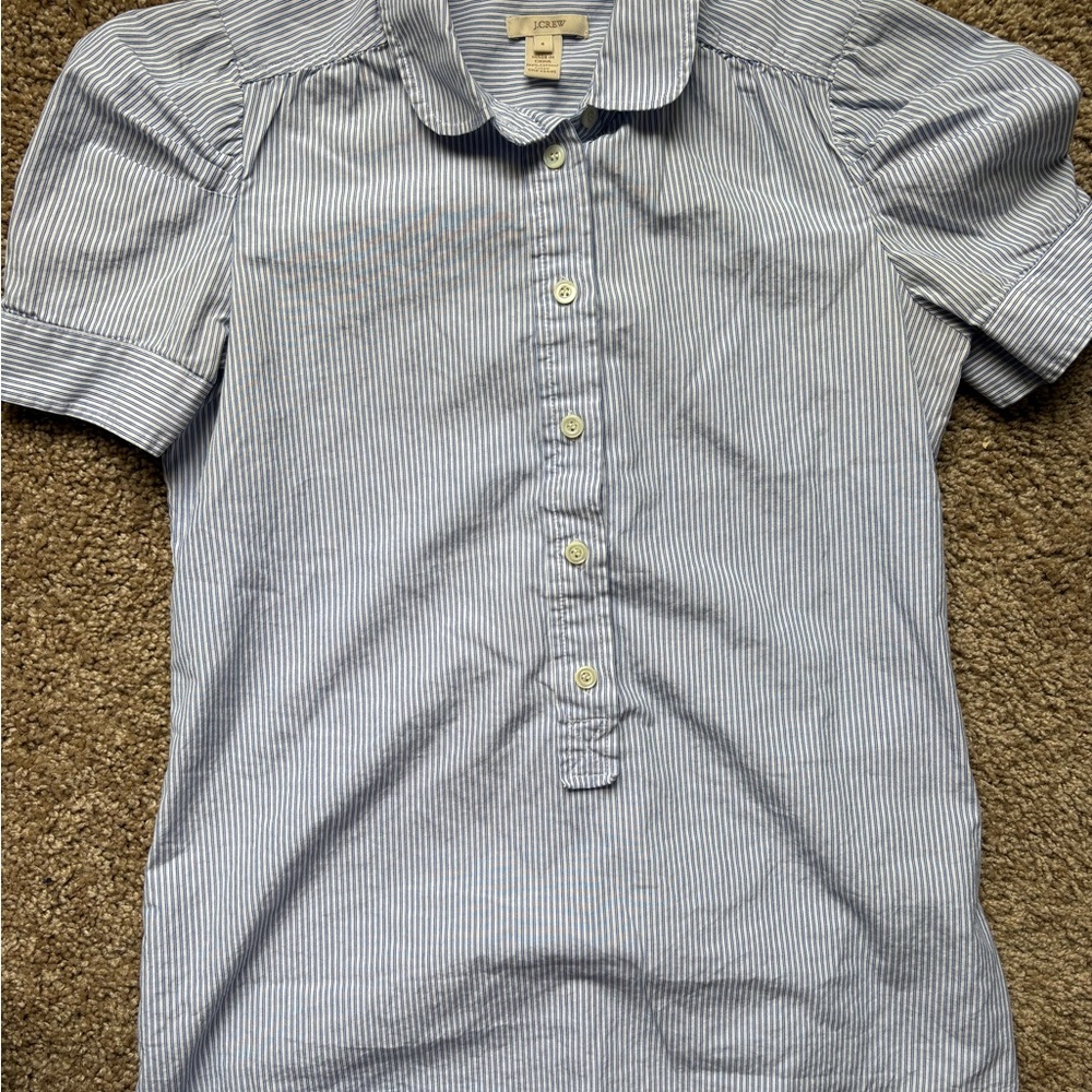 J. Crew Blue and White Striped Shirt